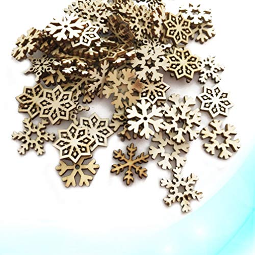 ABOOFAN 100pcs Pieces Unfinished Wood Snowflake Ornaments Holiday Slices Cutouts Christmas Tree Snowflake Ornaments Wooden Christmas Ornaments Wood ABOOFAN