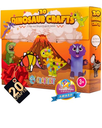 Craftikit ® 20 Dinosaur Crafts for Kids - Award-Winning All-Inclusive Fun Toddler Arts and Crafts Box for Kids - Dinosaur Crafts for Toddlers Ages Craftikit