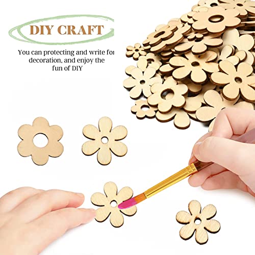 UR URLIFEHALL 100 Pcs Plum Bossom Wood Cutouts Ornaments Unfinished Laser Cut Flower Wooden Paint Crafts for Scrapbooking Crafts Homemade Gifts