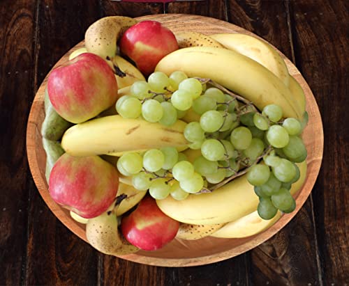 Samhita Acacia Wood Serving Bowl, Fruit Bowl, Friendly and Perfect for Salad, Vegetables and Fruit,Single Salad Bowl (10" x 10" x 3") - WoodArtSupply