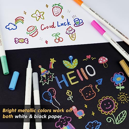 Double Line Metallic Markers,Inoranges Outline Metal Marker Pens,12 Colors  Paint Permanent Pen for Writing and Drawing Lines on Paper,Gift