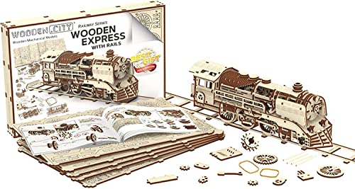 3D Wooden Train Model Kit for Adults – Elegant Laser Cut Mechanical Puzzle by WOODEN.CITY WOODEN.CITY