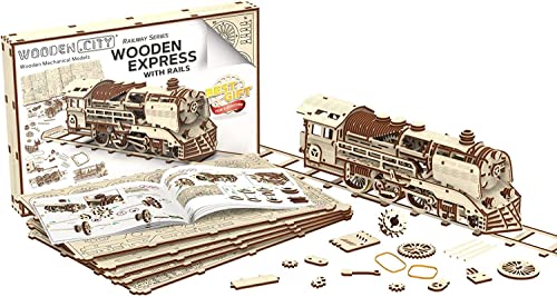 3D Wooden Train Model Kit for Adults – Elegant Laser Cut Mechanical Puzzle by WOODEN.CITY - WoodArtSupply