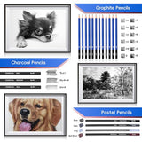Art Supplies, Sketching & Drawing Pencils Art Kit with 2 Sketch Pads, Professional Artists Drawing Supplies Set Includes Graphite, Charcoals, Kneaded VigorFun