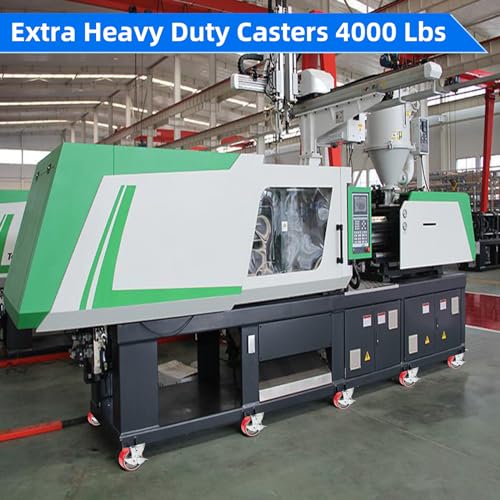 Nefish 5 Inch Industrial Casters Set of 4, Heavy Duty Casters with Brake 4000 Lbs, No Noise Polyurethane Wheel on Steel Hub, Swivel Plate Caster Nefish