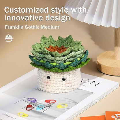 Hssugi Crochet Kit for Beginners - 6pcs Coasters in a Plant Pot Crochet Start Kit, Complete Beginner Crochet Kit with Crochet Hooks, Yarn, Clear - WoodArtSupply