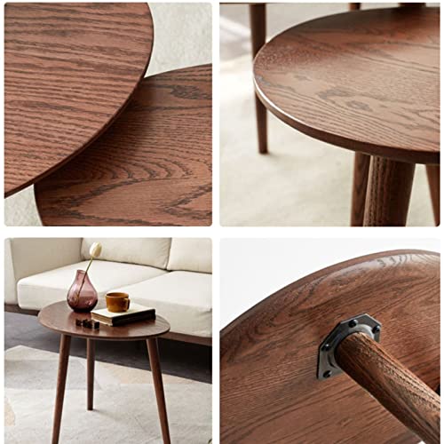 Vadisun Small Oval Coffee Table, Mid Century Modern Coffee Table for Living Room, 100% Solid Oak Wood Side Table, Minimalist Display Center Table Vadisun