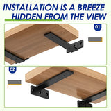 WENGUS Floating Shelf Bracket, 6 Inch Heavy Duty Hidden Shelf Brackets for Floating Wood Shelves, Black Metal L Bracket for DIY Kitchen Farmhouse Wengus