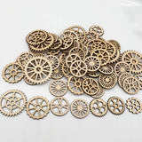 Amosfun Unfinished Wooden Cutouts Gear Shape Wood Discs Slices Embellishments for Craft DIY Decoration 50pcs Amosfun