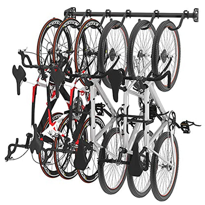 FLEXIMOUNTS 6-Bike Storage Rack for Garage, Heavy-Duty Wall Mount Hanger for Home & Garage, Holds Up to 300lbs - WoodArtSupply