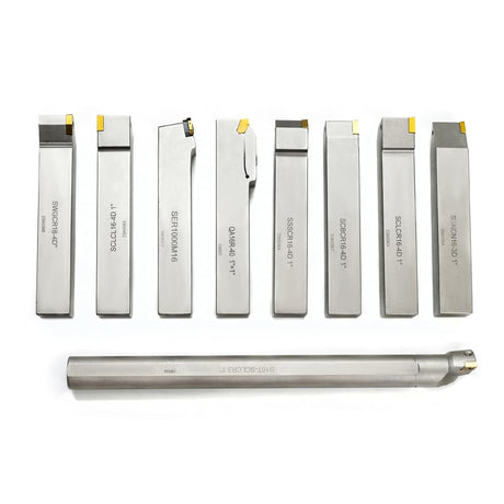 OSCARBIDE 1”Shank Nickel Plated Indexable Carbide Lathe Turning Tool Holder and Boring Bar 9 Pieces/Set,CNC Heavy-Duty indexable Insert Holders for OSCARBIDE