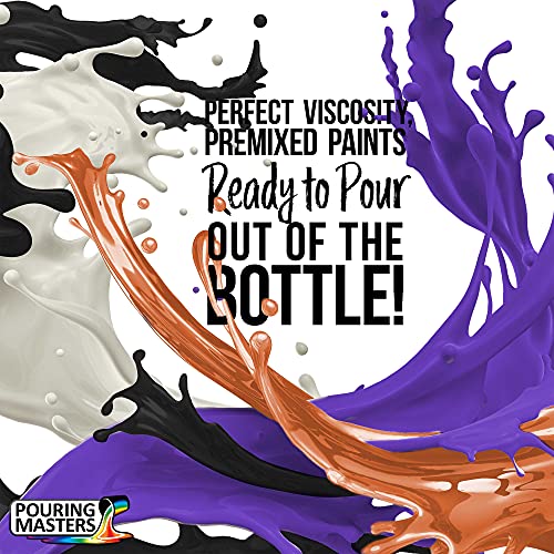 Pouring Masters Halloween 4-Color 8-Ounce Pouring Paint Kit - Acrylic Ready to Pour Pre-Mixed Water Based for Canvas, Wood, Paper, Crafts, Tile, - WoodArtSupply