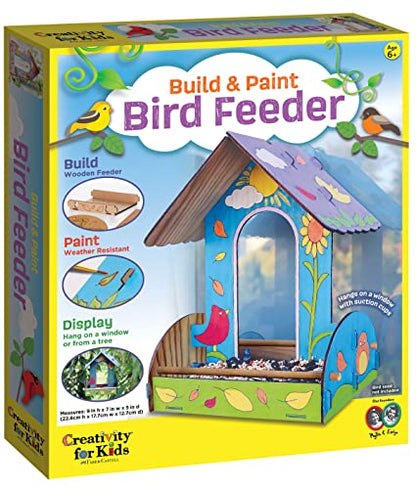 Creativity for Kids Build and Paint Bird Feeder Wood Craft Kit - DIY Bird House Kit for Children, Outdoor Activities for Kids Age - WoodArtSupply