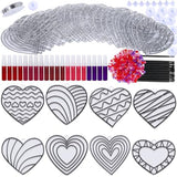 Winlyn 24 Sets Heart Suncatchers Ornaments Decorations DIY Window Paint Art Stickers Craft Kits Heart Sun Catchers for Kids Valentine's Day Classroom Winlyn