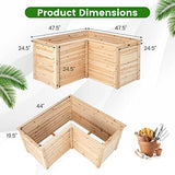 Giantex Raised Garden Bed, 47.5x47.5x24.5 Inch Wooden Planter Box, Outdoor L-Shaped Deep Garden Bed for Sapling Flower Herb Vegetable Fruit Giantex