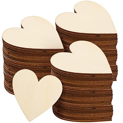 NINGWAAN 100 PCS 3 Inch Wooden Heart Cutouts, Unfinished Wood Heart Slices, Heart Shaped Wooden Ornaments for DIY Crafts Projects, Wedding, Valentine - WoodArtSupply