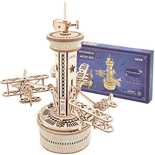 ROKR 3D Wooden Puzzle Mechanical Music Box,DIY Aircraft Model Kits to Build,Best Toy Gift for Kids/Teens/Adults on Birthday,Decoration for Room ROKR