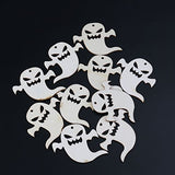 VOSAREA 10PCS Halloween Decoration Snicker Ghost Pendant with Hemp Ropes Hanging Embellishments Decotaitve Wooden Pieces Crafts Cutout Shape VOSAREA