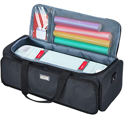 HOMEST Carrying Case for Cricut Explore Air 2/Cricut Maker/Maker 3, Carrier with Multi pockets for 12x12 Mats, Vinyl Rolls, Pens, other tools - WoodArtSupply