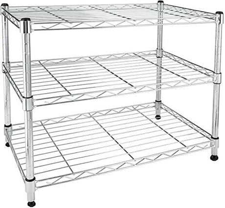 YSSOA 3-Tier Heavy Duty Storage Shelving Unit,Chrome,24.02" D x 13.78" W x 21.97" H inch, 1 Pack YSSOA