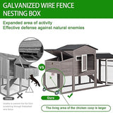 Gowoodhut Chicken Coop with Run Mobile Large Nesting Box - Back Yard Wooden Chicken House Outdoor Poultry Cage, UV Proof Asphalt Roof Gowoodhut