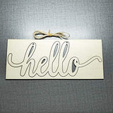 Hello Wood Sign Cutout Hello Wooden Letter Sign Hanging Decorative DIY Block Words Sign Door for Home Shop Hotel 2Pack Samanter