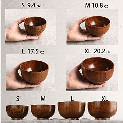 Cospring Handmade Wood Bowl, Mug, for Rice, Soup, Dip, Coffee, Tea, Decoration (4PCS Jujube Bowls, M: 4.5'' Dia x 2.6'' High) - WoodArtSupply