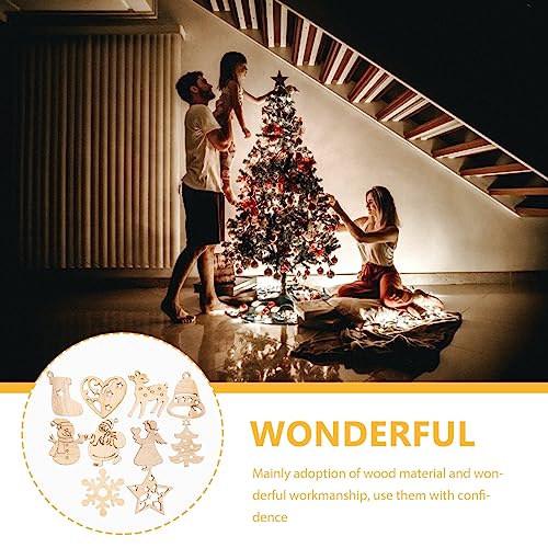 EXCEART Christmas Decorations 100 Pcs Christmas Wooden Ornaments Unfinished Wood Slices Christmas Tree Hanging Decor for DIY Crafts Christmas Holiday EXCEART