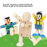 Natudeco 10PCS Toy People Set Unfinished Wood Toys Wooden Craft People Figures Unfinished Wooden Figures Kit Joint Adjustables Robot Paintable Natudeco