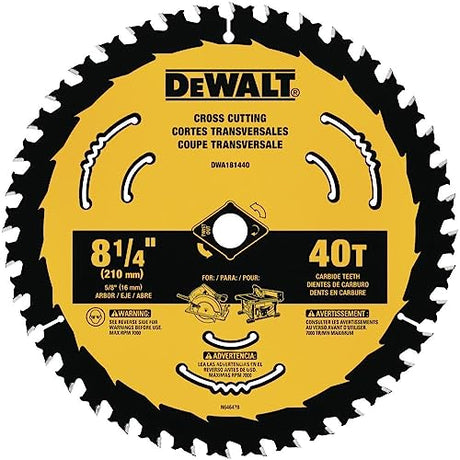 DEWALT Circular Saw Blade, 8 1/4 Inch, 40 Tooth, Cross Cutting (DWA181440) DEWALT