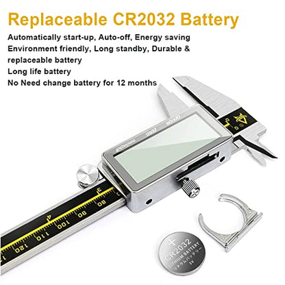 Digital Caliper,ACEMETER 0-6" Vernier Calipers Measuring Tool-Electronic Micrometer with Large LCD Screen,Metal Metric Measure Caliper for Engineer - WoodArtSupply