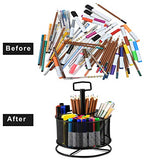 Marbrasse Mesh Desk Organizer, 360-Degree Rotating Multi-Functional Pen Holder, 4 Compartments Desktop Stationary Organizer, Home Office Art Supply Marbrasse