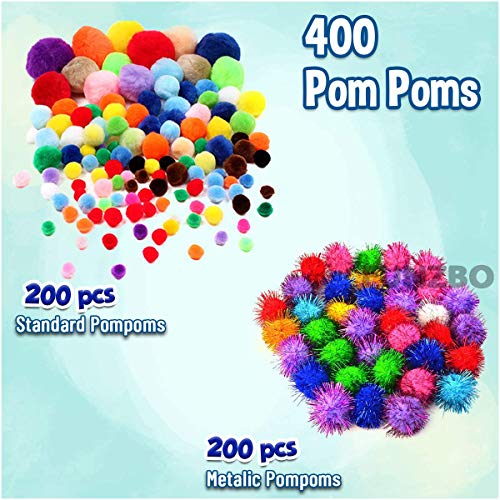 FUNZBO Arts and Crafts Supplies for Kids - 1200+ pcs Craft Supplies, Christmas Gifts for Kids, Craft Kits with Pipe Cleaners, Pom Poms for Crafts & FUNZBO