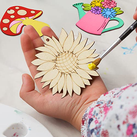 80PCS Wooden Spring Ornaments to Paint, 8 Styles DIY Blank Unfinished Wood Cutouts Ornament for Home Crafts Hanging Decorations, Insect Dragonfly Sophena