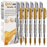 LOONENG Gold and Silver Metallic Markers, Fine Point Gold and Silver Metallic Marker Pens for Adult Coloring, Black Paper, Scrapbooking, Fabric, LOONENG