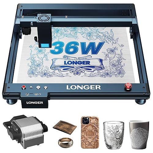 Longer Laser B1 Engraver, 36W Laser Cutter Engraving Machine with Air Assist, 180W DIY Precisely Laser Engraving Machine, CNC Machine for Wood and Longer