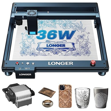 Longer Laser B1 Engraver, 36W Laser Cutter Engraving Machine with Air Assist, 180W DIY Precisely Laser Engraving Machine, CNC Machine for Wood and Longer
