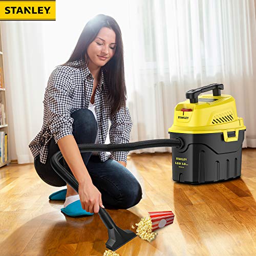 Stanley SL18910P-3 Wet/Dry, 3 Gallon, 3 Horsepower, Portable Car Vacuum, 3.0 HP AC, Black+Yellow Stanley