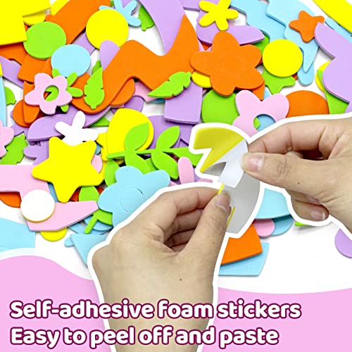 Hifunwu 24 Pcs Foam Easter Eggs for Crafts Easter Foam Crafts Stickers Set with Rhinestones Easter Crafts for Kids Party Favors Supplies - WoodArtSupply