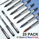 Shuttle Art RollerBall Pens, 25 Pack(21 black 2 blue 2 red) Fine Point Roller Ball Pens, 0.5mm Liquid Ink Pens for Writing Journaling Taking Notes Shuttle Art