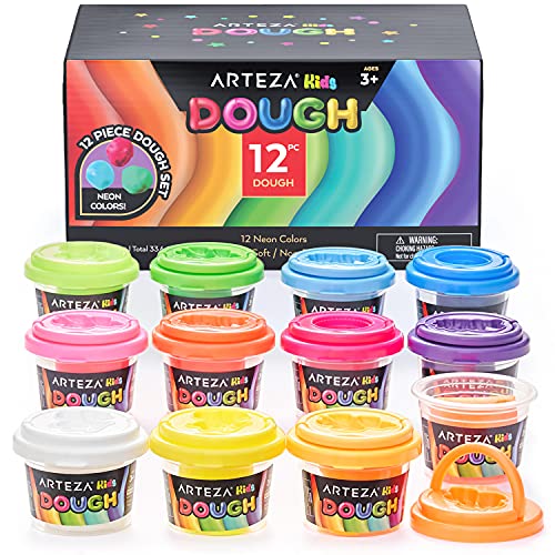 Arteza Kids Arteza Dough in TUBS, Neon Colors - WoodArtSupply