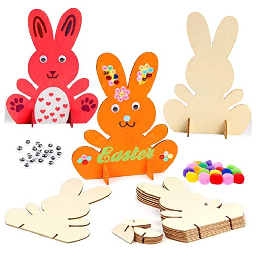 FUNOMOCYA 2 Sets Handmade Rabbit Material Unfinished Wood Decor DIY Bunny Decoration DIY Bunny Table Decor Blank Bunny Wood Decor Ornament Bunny Wood FUNOMOCYA