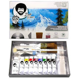 Bob Ross Master Paint Set Artist Bundle 6 Items with Travel Easel, Pre Stretched Painting Canvas, 8oz Natural Brush Cleaner, Clear Acrylic Palette, Jerry's Artarama