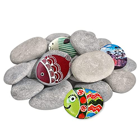 DALTACK 15PCS Large Rocks,Natural River Flat Rocks for Painting, 2"-3" Inches Stones for Arts & Craftingt DALTACK