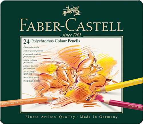 Faber-Castell 24 Piece Polychromous Colored Pencil Set in Metal Tin - WoodArtSupply