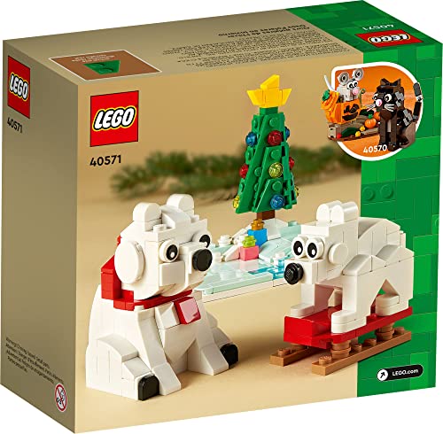 LEGO Wintertime Polar Bears 40571 Christmas Décor Building Kit, Polar Bear Gift, Great Stocking Stuffer for Kids, Features a Christmas Tree Toy and LEGO