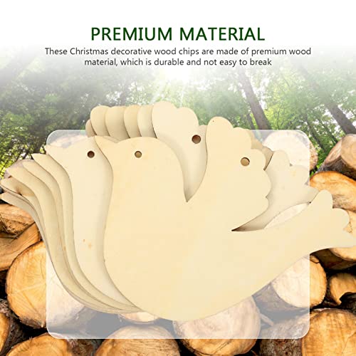 MILISTEN 30Pcs Wooden Christmas Pigeon Cutouts, Unfinished Wood Peace Pigeon Cutouts, Bird Shaped Hanging Ornaments with Rope for DIY Crafts Wedding