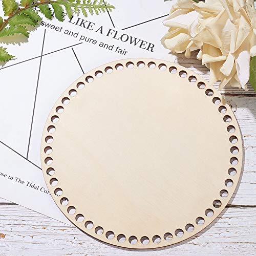 PH Pandahall 1pc Natural Wooden Basket Bottom, 7.8 Inch Circle Blank Solid Crochet Basket Wood Base for DIY Basket Weaving Supplies Craft Making Home PH PandaHall