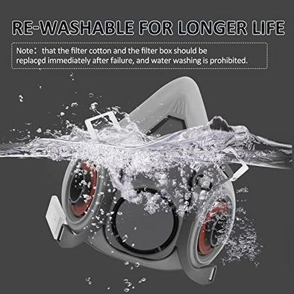 WjjWff Respirator Mask with Filters - Reusable Elastomeric Respirators Gas mask - Epoxy Resin Spray Paint Mask for Painting Dust Solder Construction Work Sanding Woodworking Chemical
