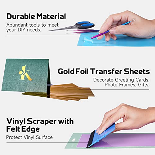 GO2CRAFT Accessories Bundle for Cricut Joy, 70Pcs Ultimate Accessories and Supplies with Adhesive Vinyl Sheets, Folded Card Stock, Card Mat, Weeding - WoodArtSupply